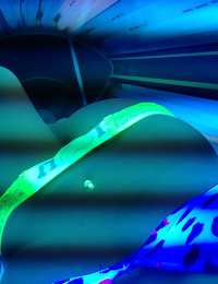 Sexy teen Freckles 18 enjoying some private time in the tanning bed